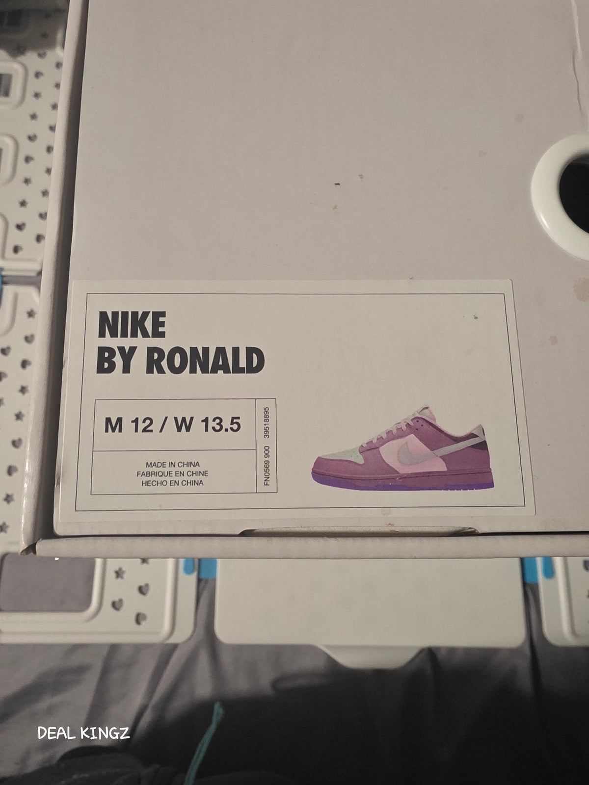 Nike By You Dunk Low Custom "by Ronald" Purple Pink Blue Men's 12 New — Yellow #13