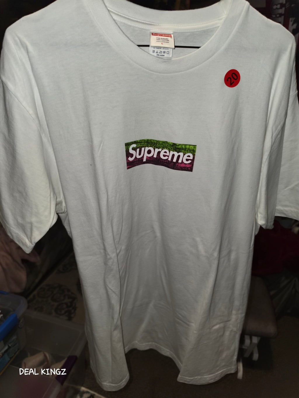 Pre-owned - Supreme x Sterling Ruby LA Fire Relief Box Logo Tee White L Red 100% Authentic og bag included