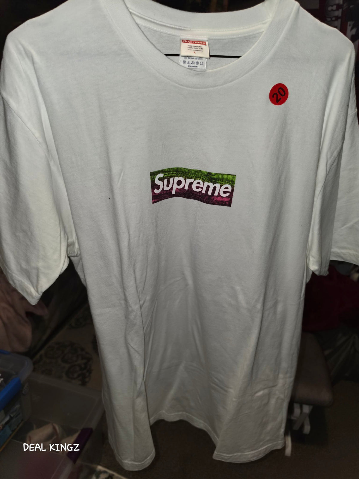 Pre-owned - Supreme x Sterling Ruby LA Fire Relief Box Logo Tee White L Red 100% Authentic og bag included