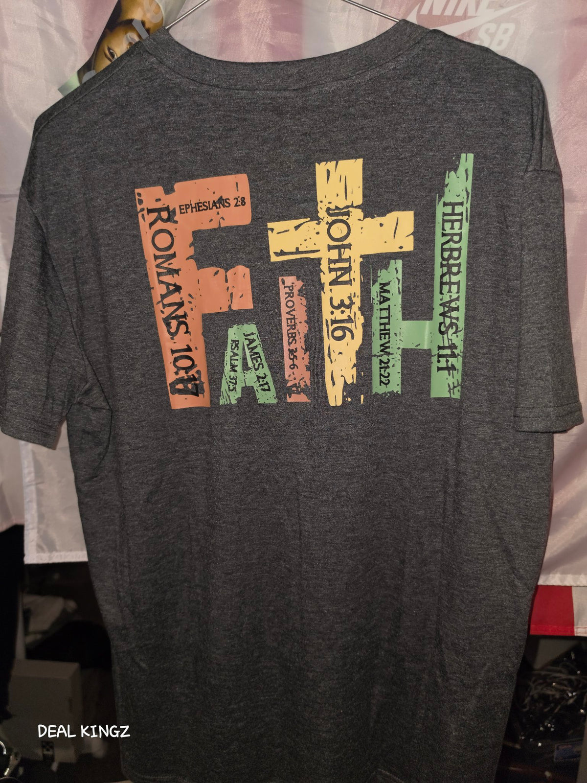 Faith Crosses Christian Graphic Tee Charcoal Heather L