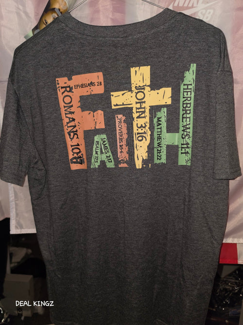 Faith Crosses Christian Graphic Tee Charcoal Heather L