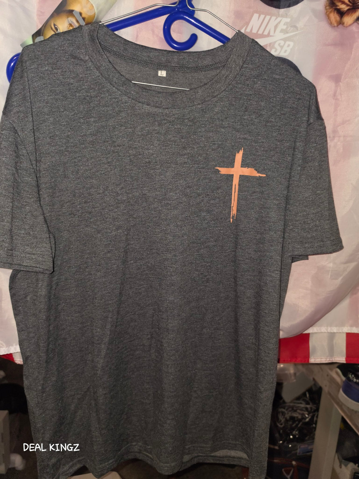 Faith Crosses Christian Graphic Tee Charcoal Heather L