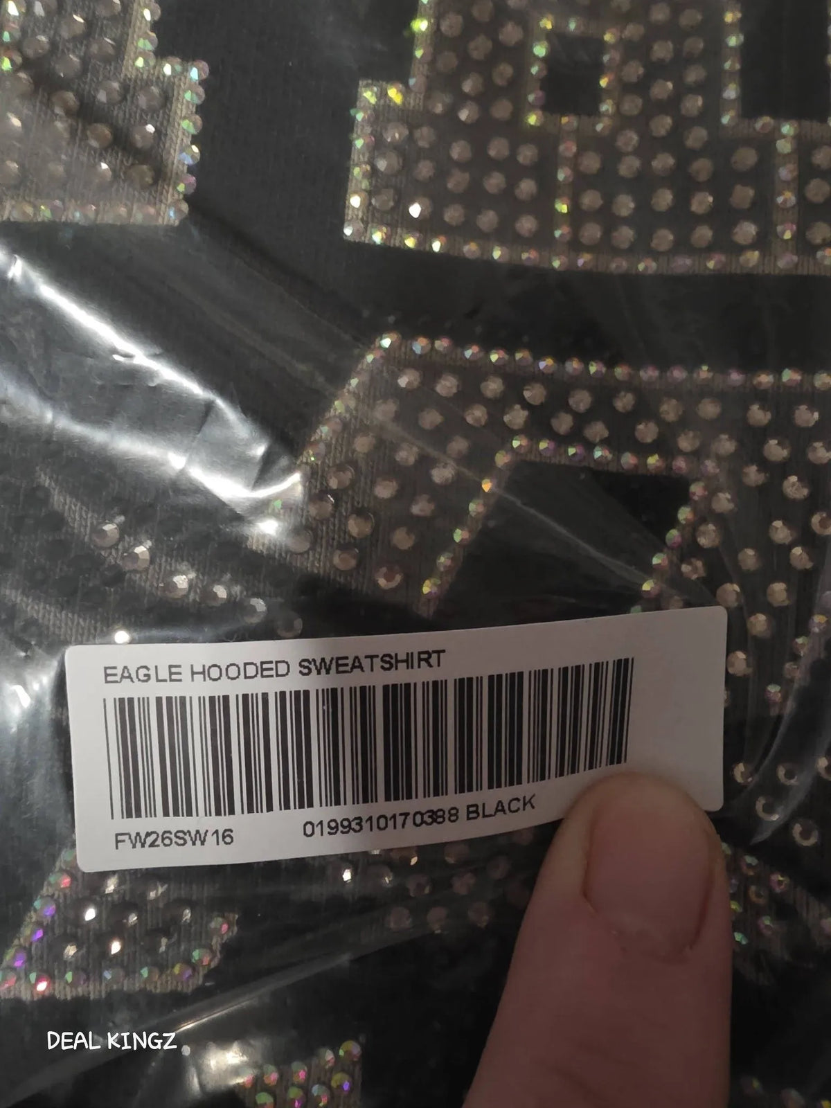 Supreme Rhinestone Eagle Hoodie – Black, Size XL