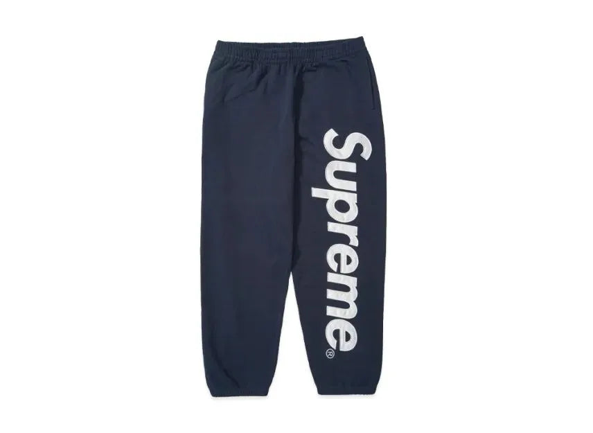 Supreme Satin Applique Sweatpant – Navy, Size XL