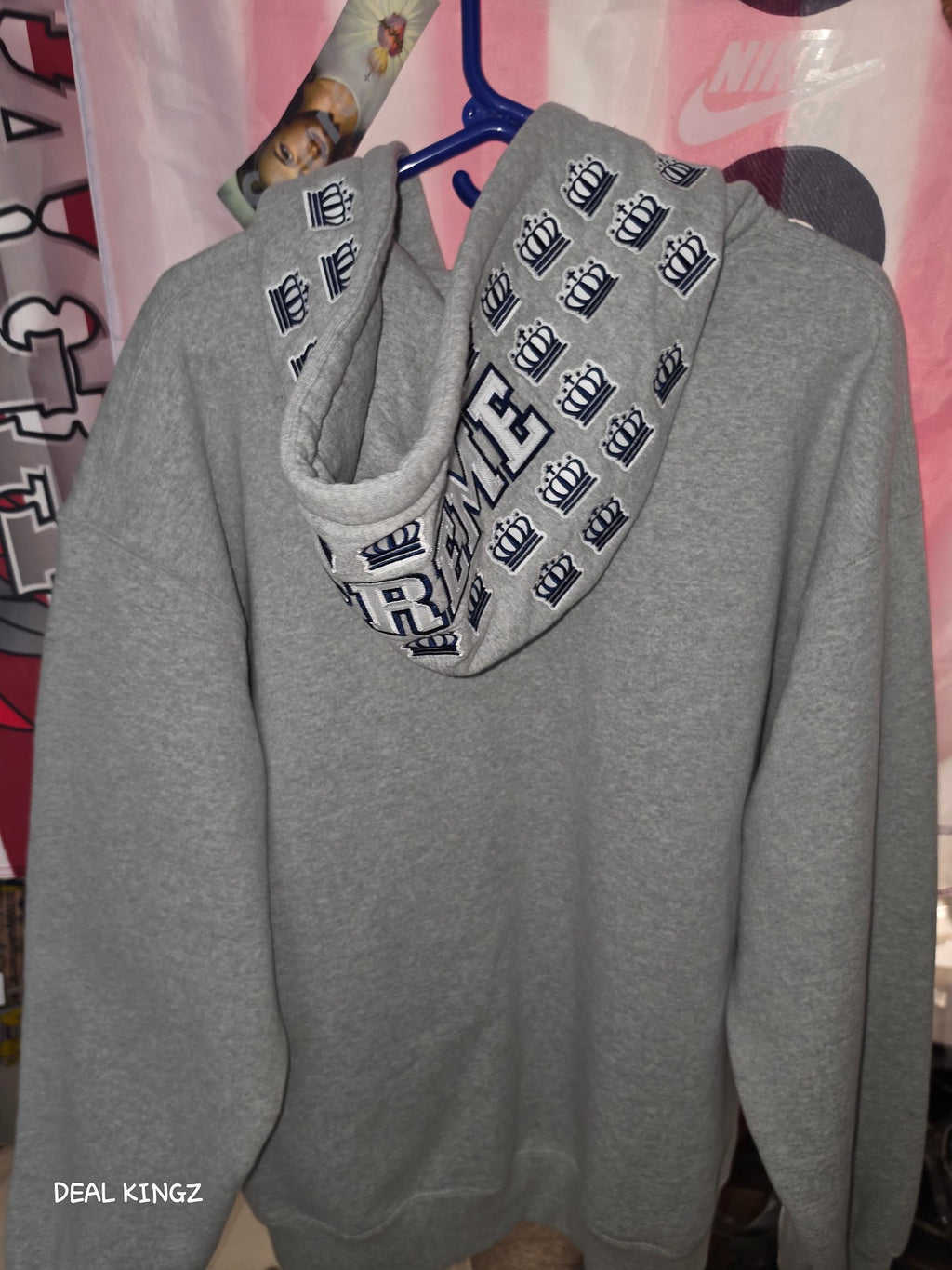 Supreme League Champs Zip Up Hooded Sweatshirt FW25 Heather Grey XL New