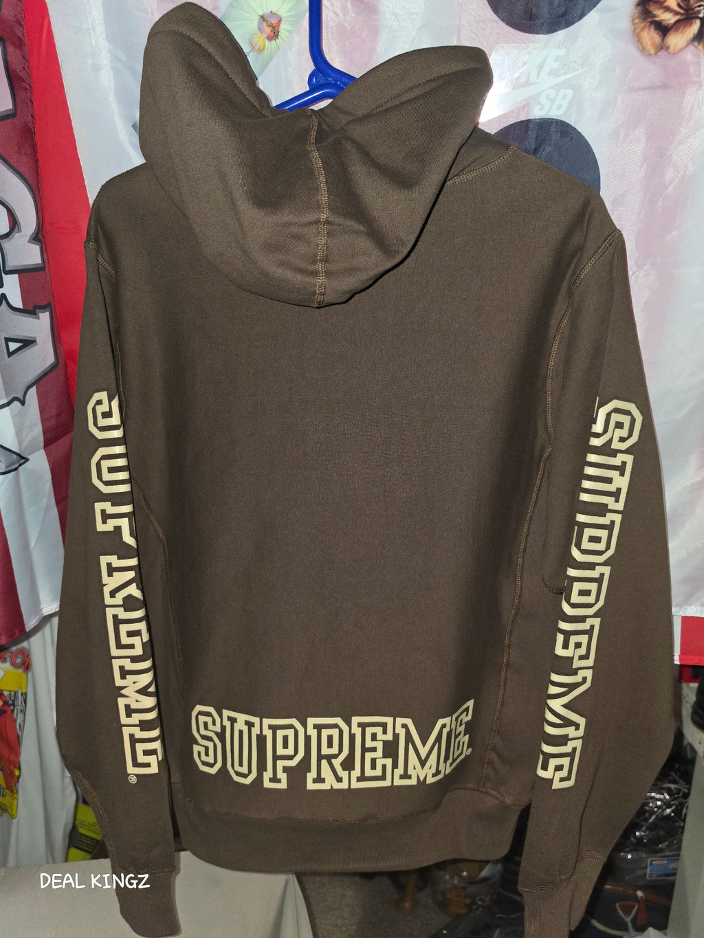 Supreme Collegiate Sleeve Hooded Sweatshirt FW24 Olive Brown S New