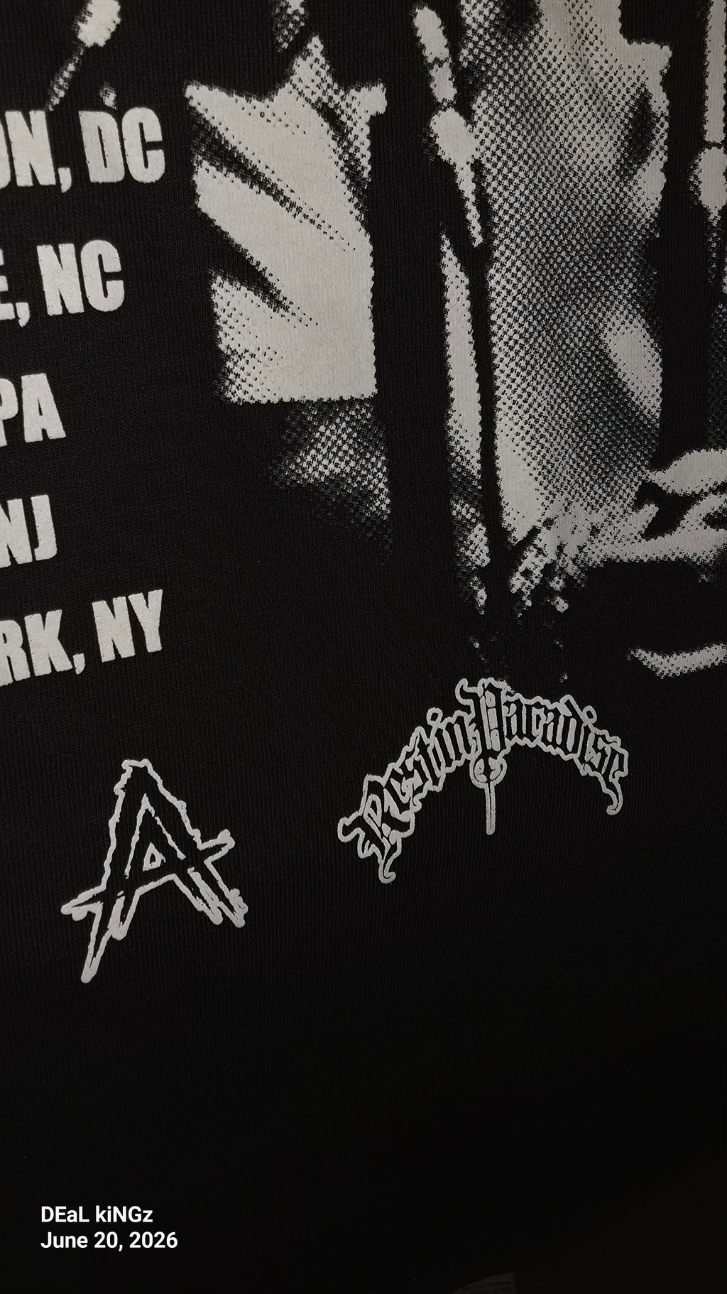 Black Anuel AA "Legends Never Die" tour t-shirt features a graphic of a dagger through a anatomical heart