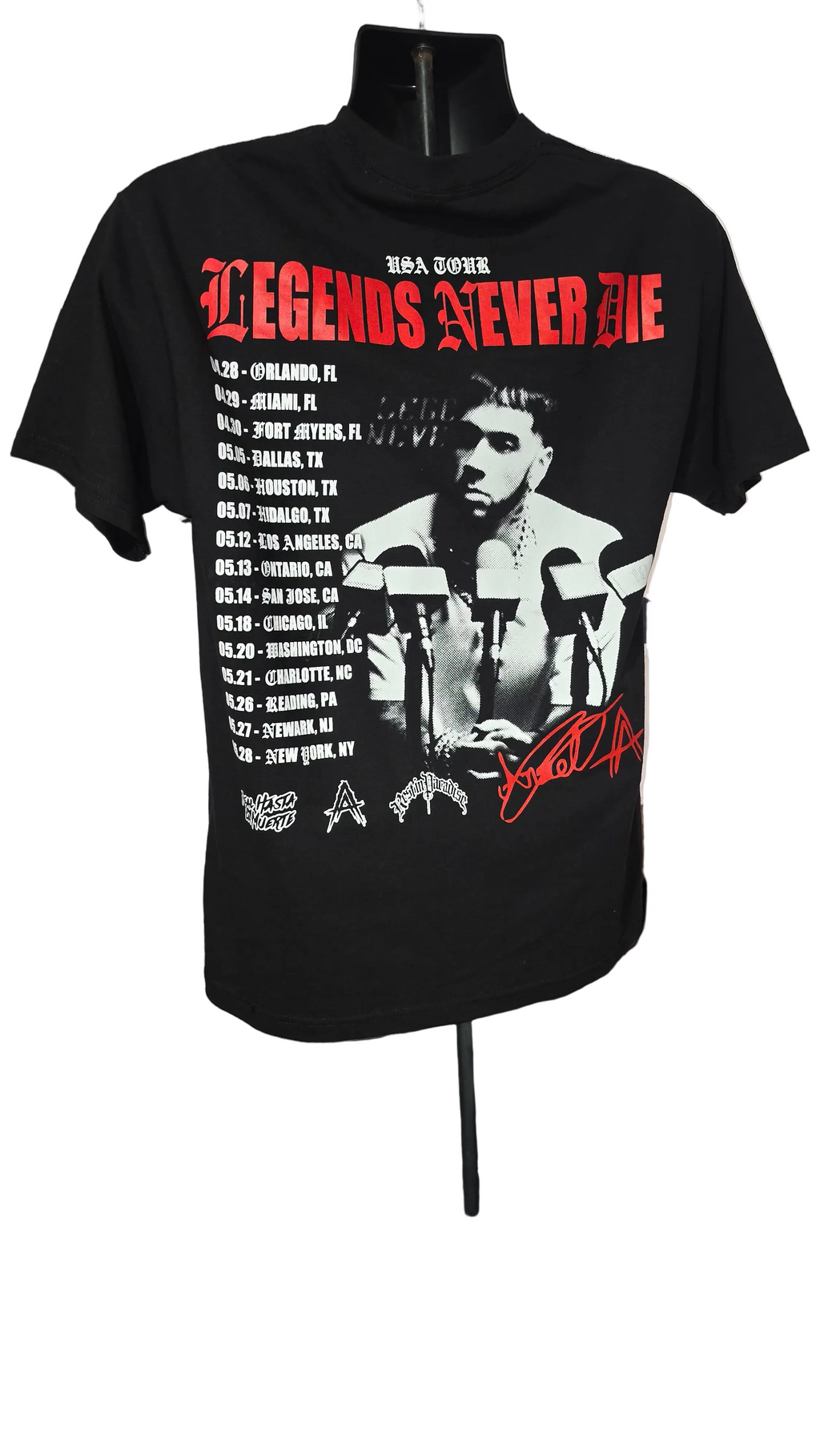 LEGENDS NEVER DIE TOUR T-SHIRT MEN'S SIZE MEDIUM