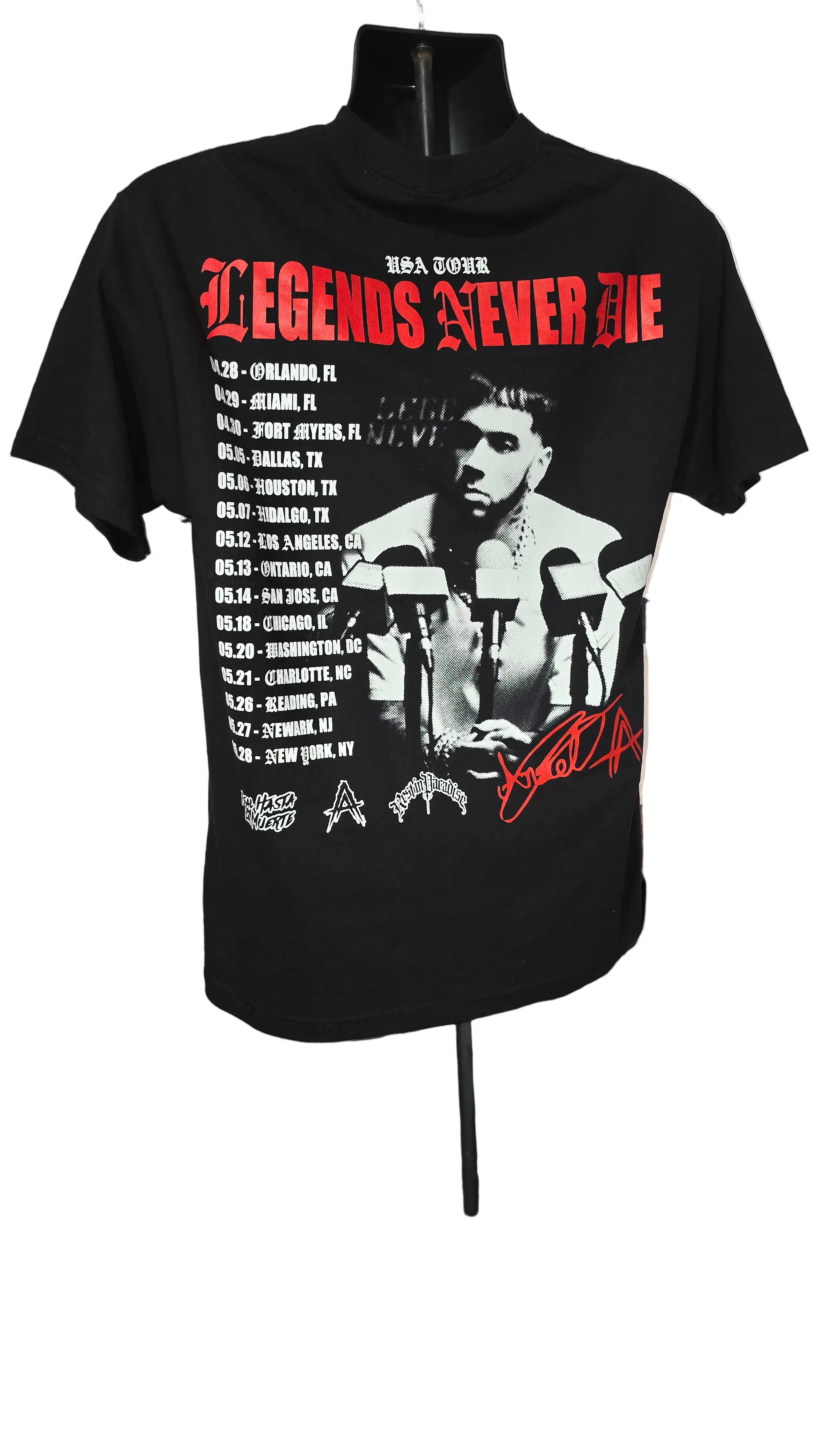 LEGENDS NEVER DIE TOUR T-SHIRT MEN'S SIZE MEDIUM