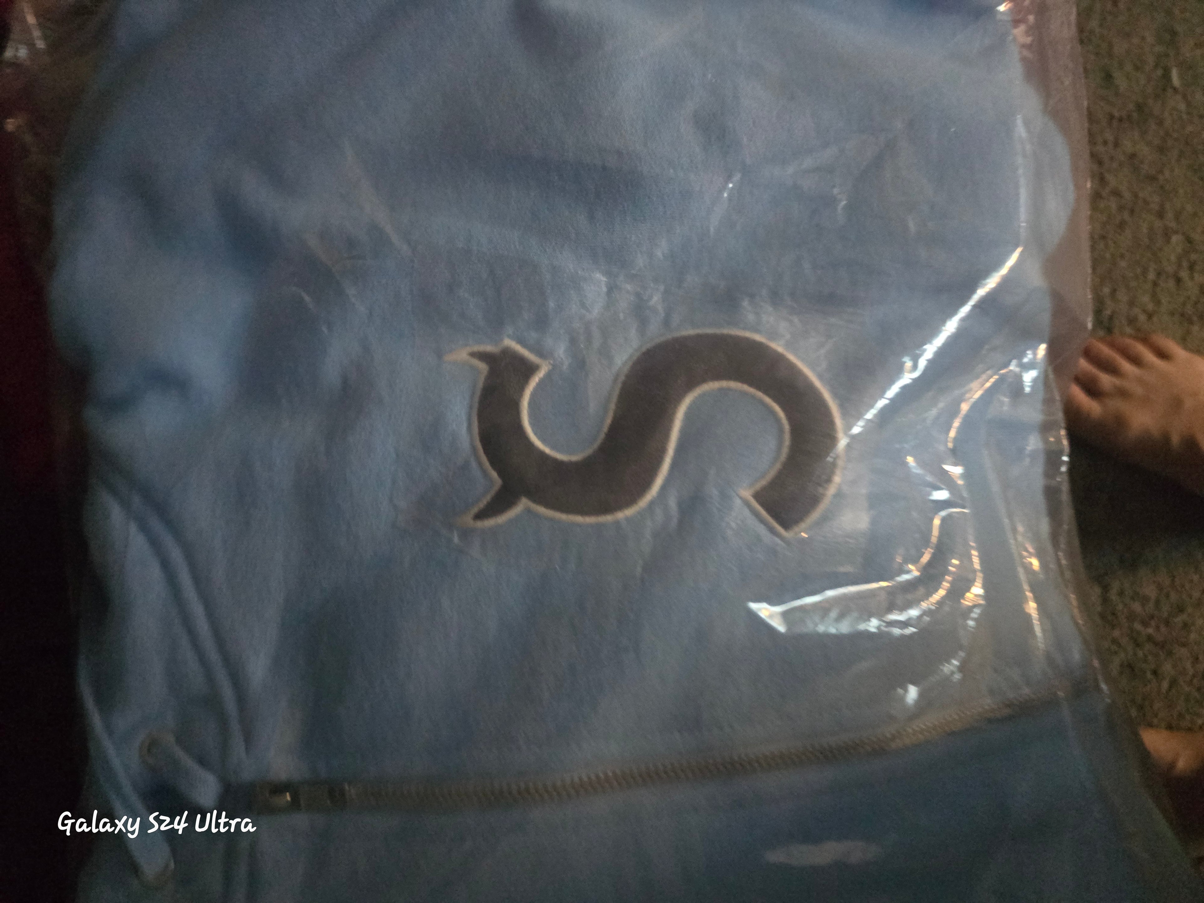 light blue Supreme Devil S Logo zip-up hoodie