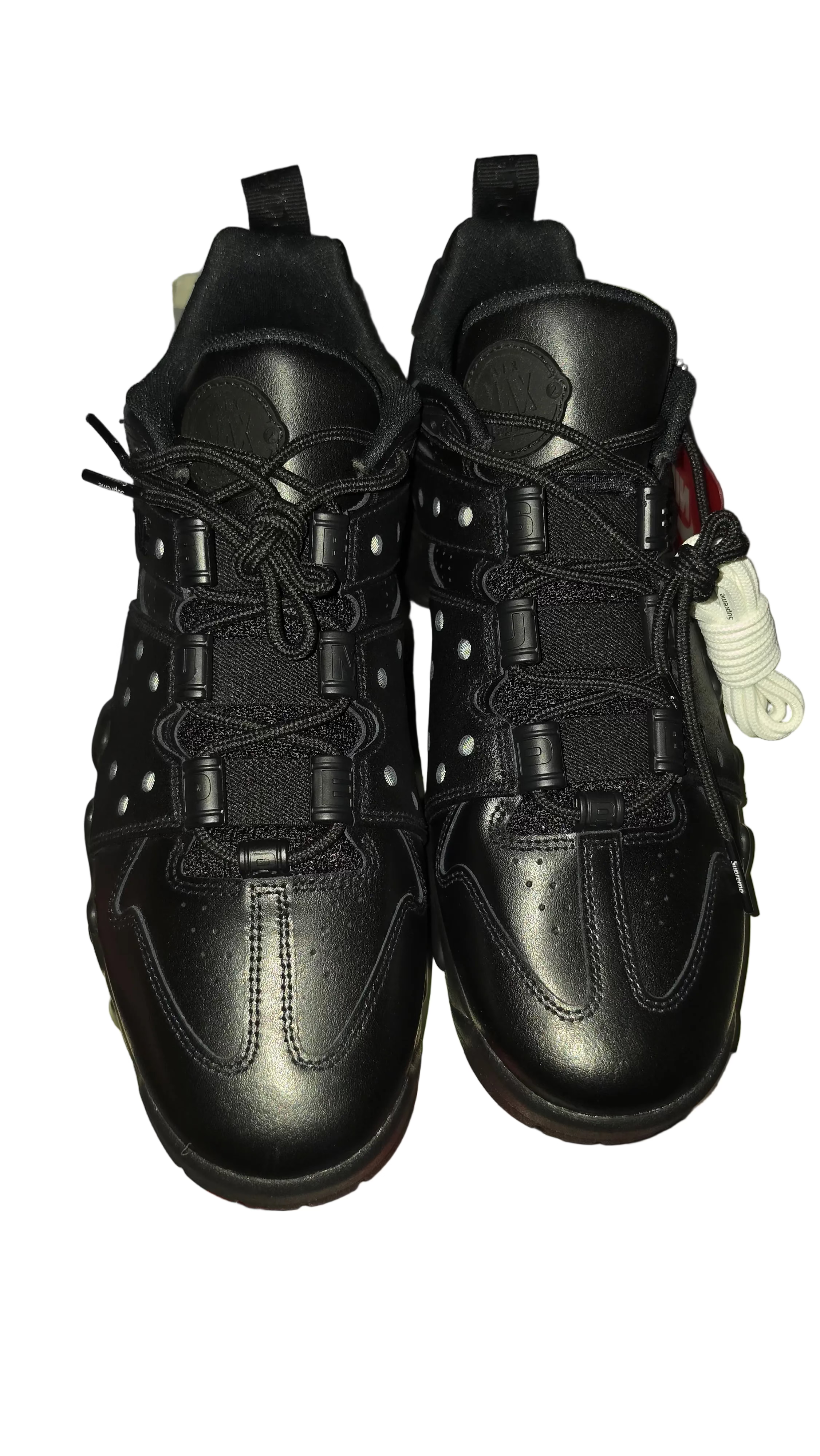 Supreme x Nike SB Air Max 2 CB '94 Low sneakers in Black, featuring a leather upper and perforated reflective mesh underlays.