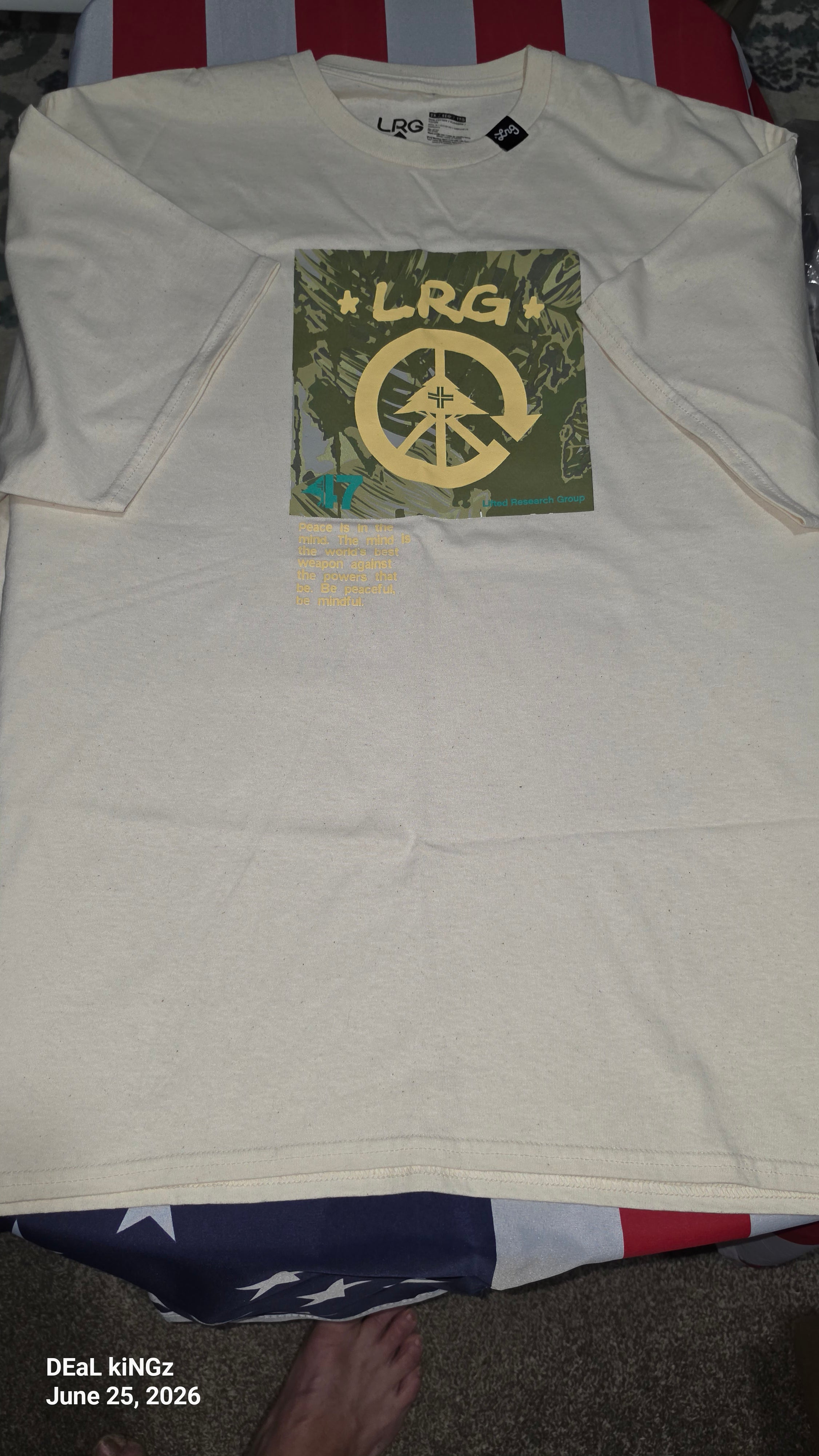 LRG Cream T-Shirt with Black Logo Print