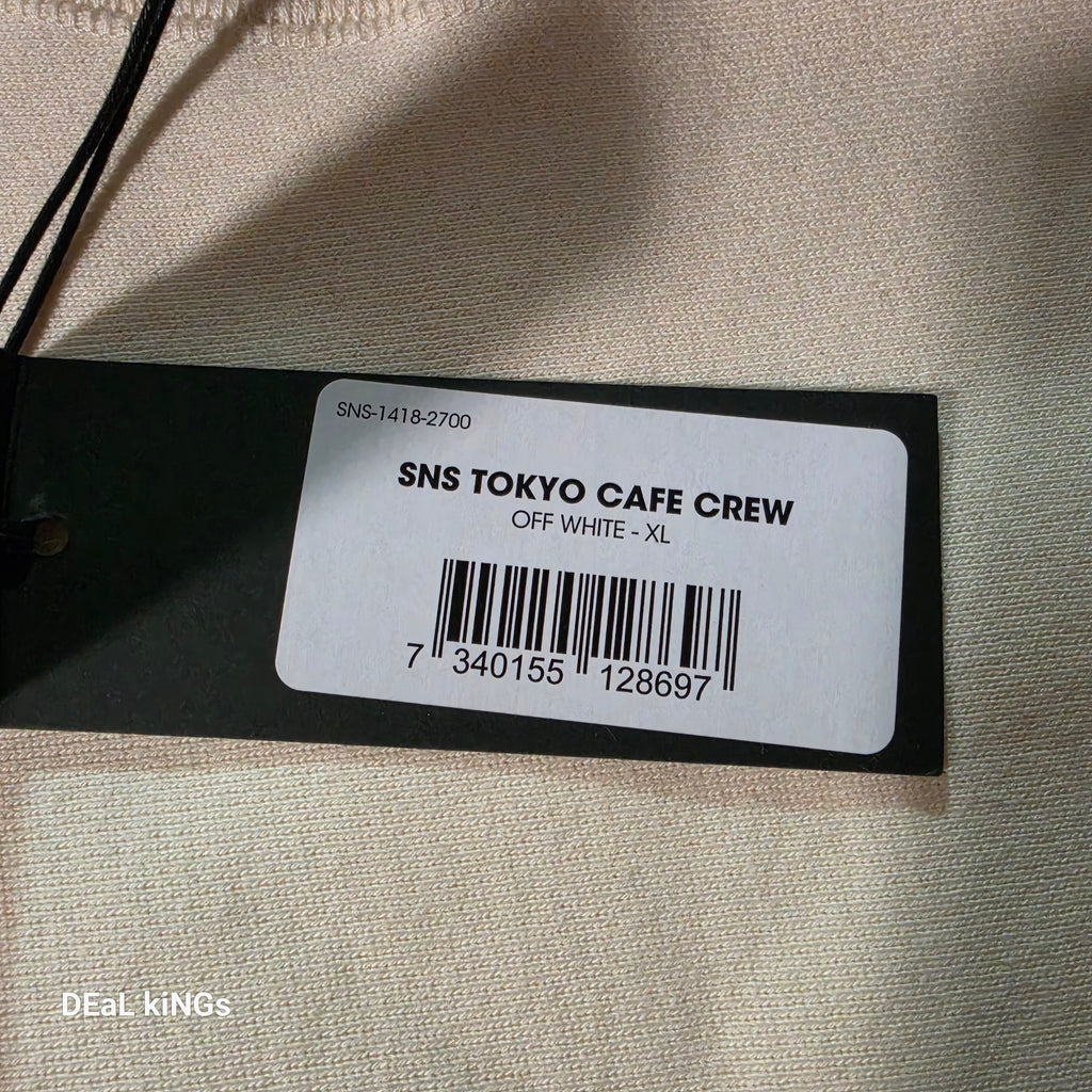 off-white SNS Tokyo Café crewneck sweatshirt featuring red graphic text on the back BRAND NEW 💯% AUTHENTIC