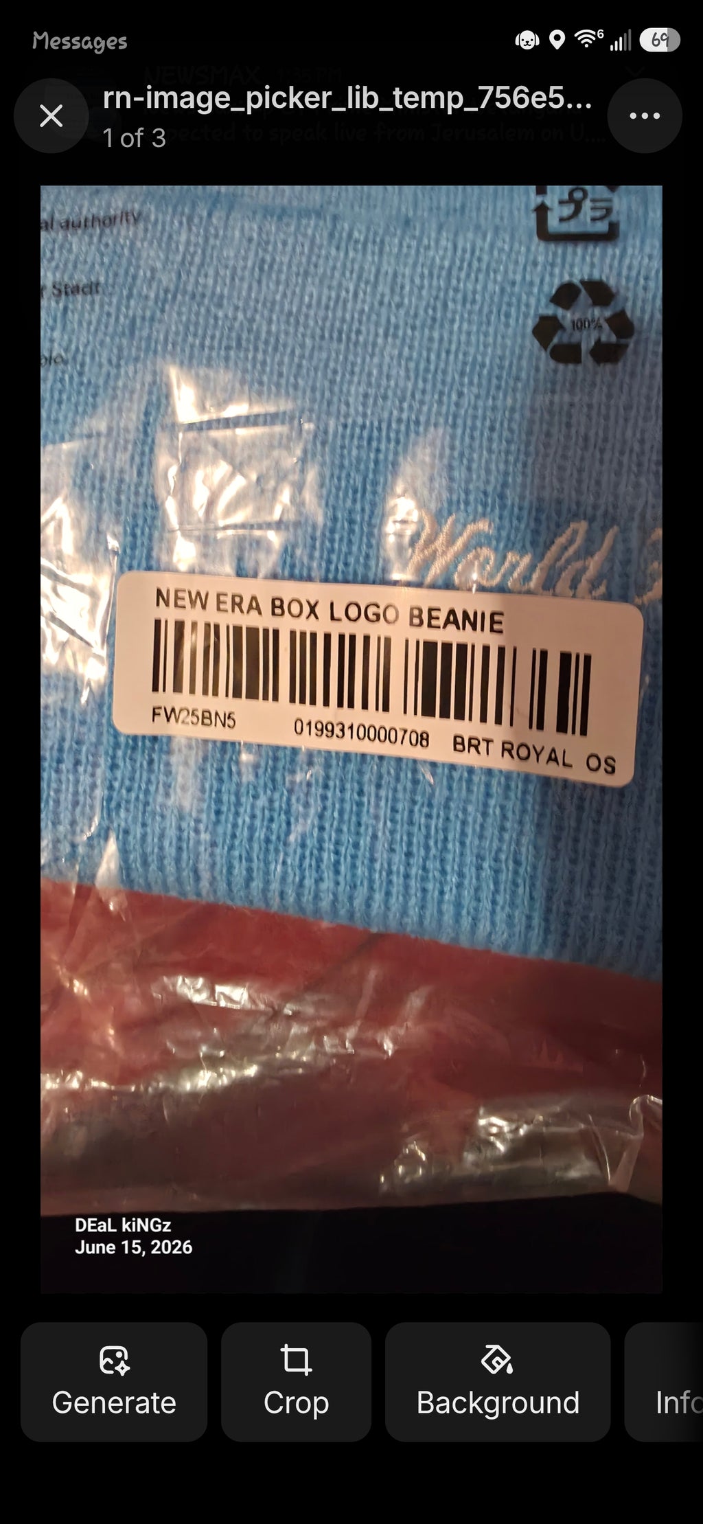 Supreme x New Era Box Logo Beanie (FW25) in cyan blue