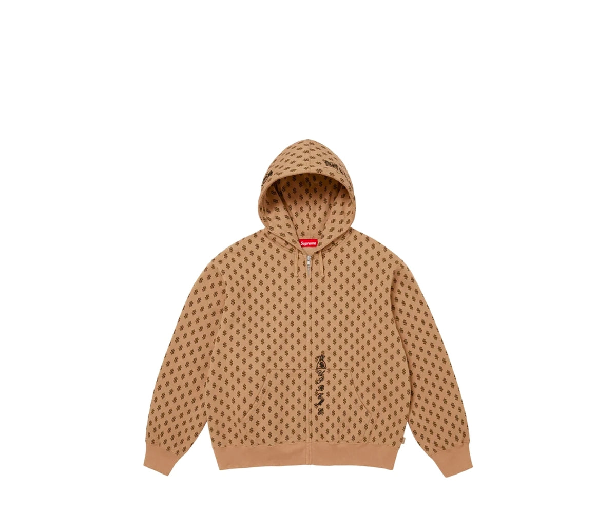 Supreme God Over Money Zip Up Hooded Sweatshirt Tan XXL FW26 New With Tags