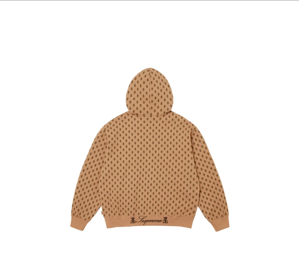 Supreme God Over Money Zip Up Hooded Sweatshirt Tan XXL FW26 New With Tags
