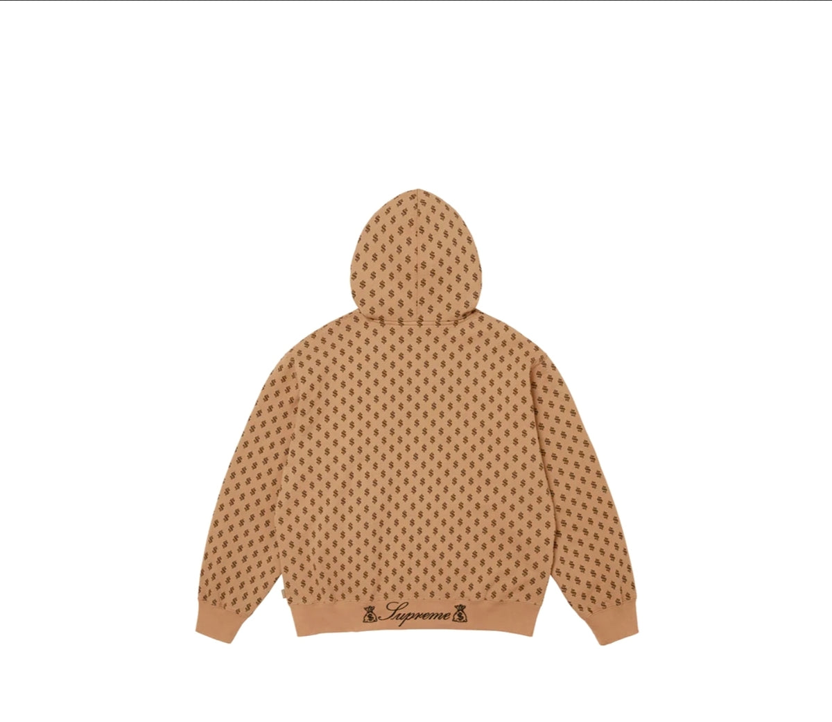 Supreme God Over Money Zip Up Hooded Sweatshirt Tan XXL FW26 New With Tags