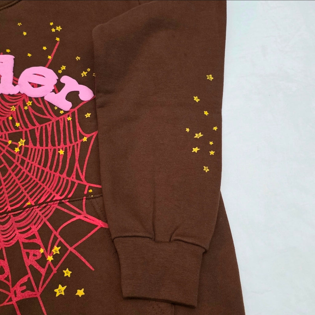 Sp5der Web Hoodie in Brown (specifically from rapper Young Thug's streetwear label SIZE MEDIUM BRAND NEW 💯% AUTHENTIC