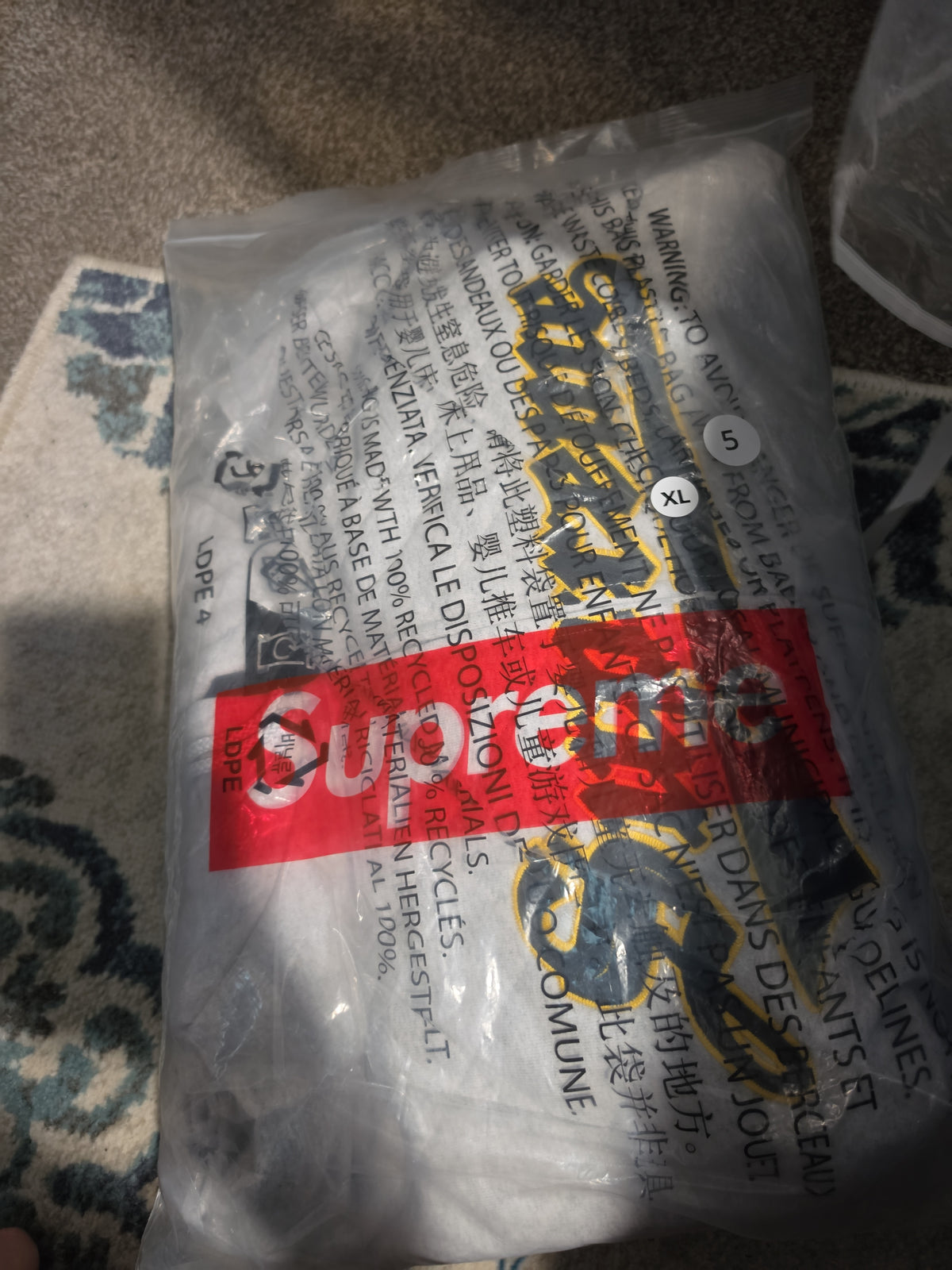 Supreme Quilted Zip-Up Hoodie – Ash Grey, Size XL