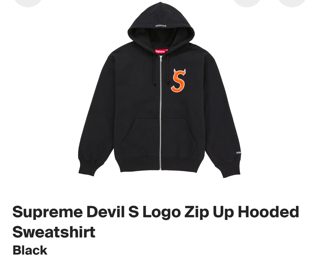 SUPREME DEVIL S LOGO ZIP-UP SIZE XL