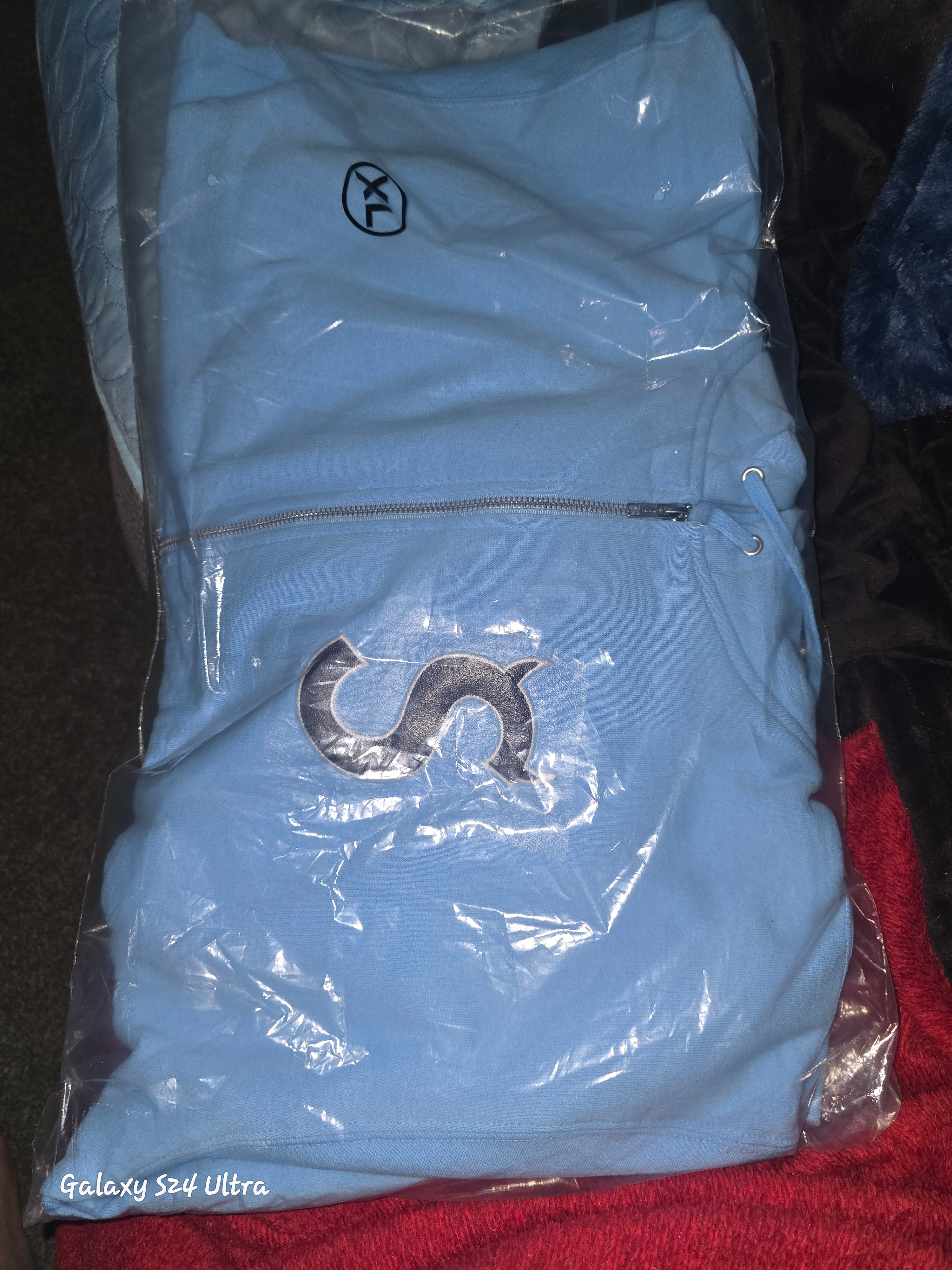 light blue Supreme Devil S Logo zip-up hoodie