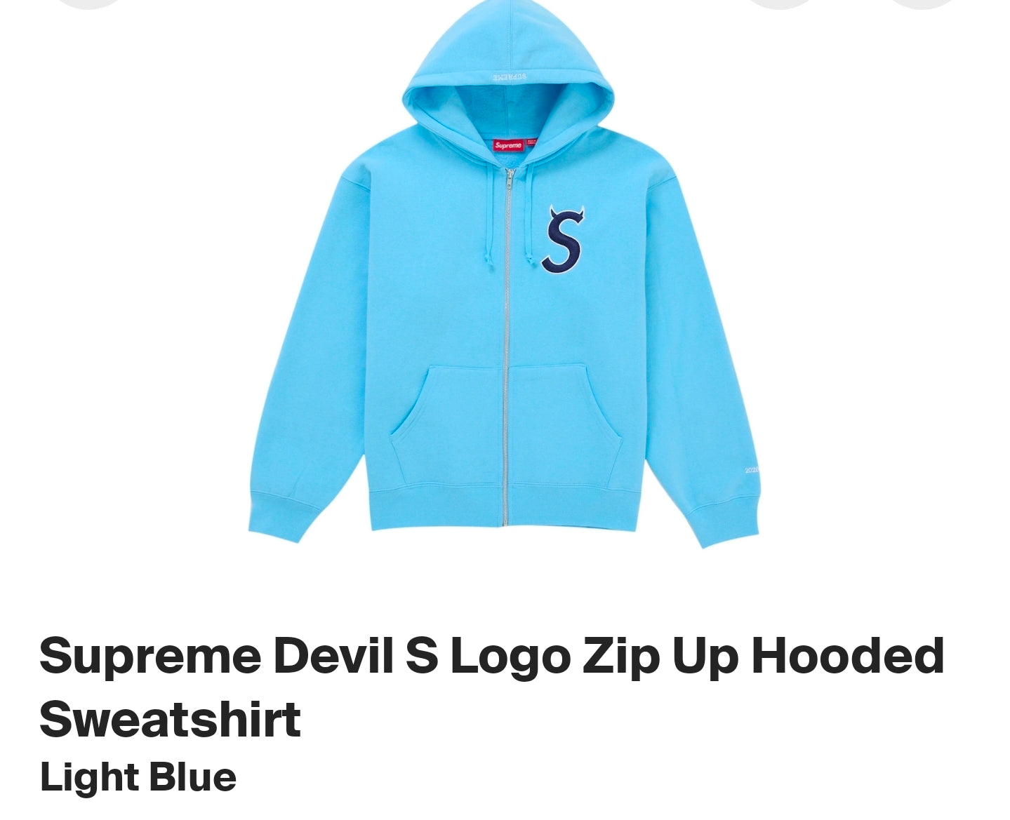 light blue Supreme Devil S Logo zip-up hoodie