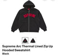 SUPREME ARC THERMAL LINED ZIP-UP HOODED SWEATSHIRT - BLACK/RED THERMAL HOODIE