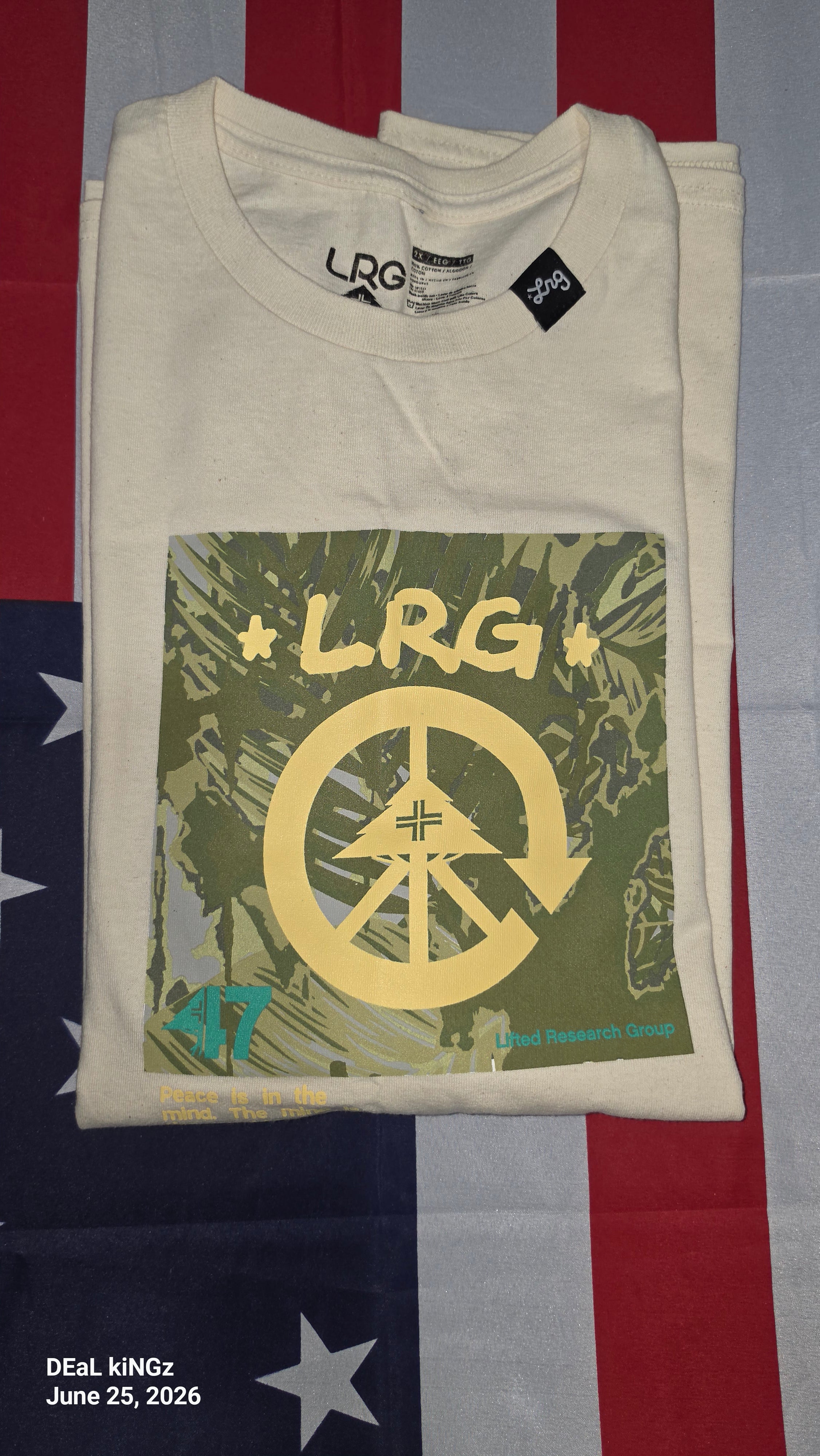 LRG Cream T-Shirt with Black Logo Print