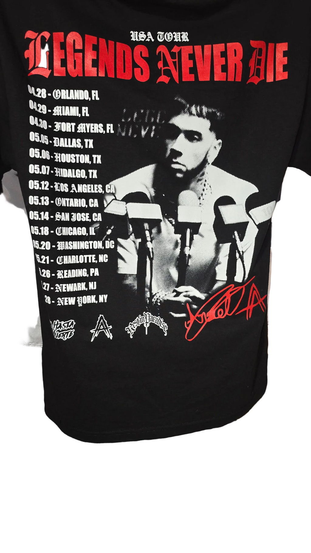 LEGENDS NEVER DIE TOUR T-SHIRT MEN'S SIZE MEDIUM