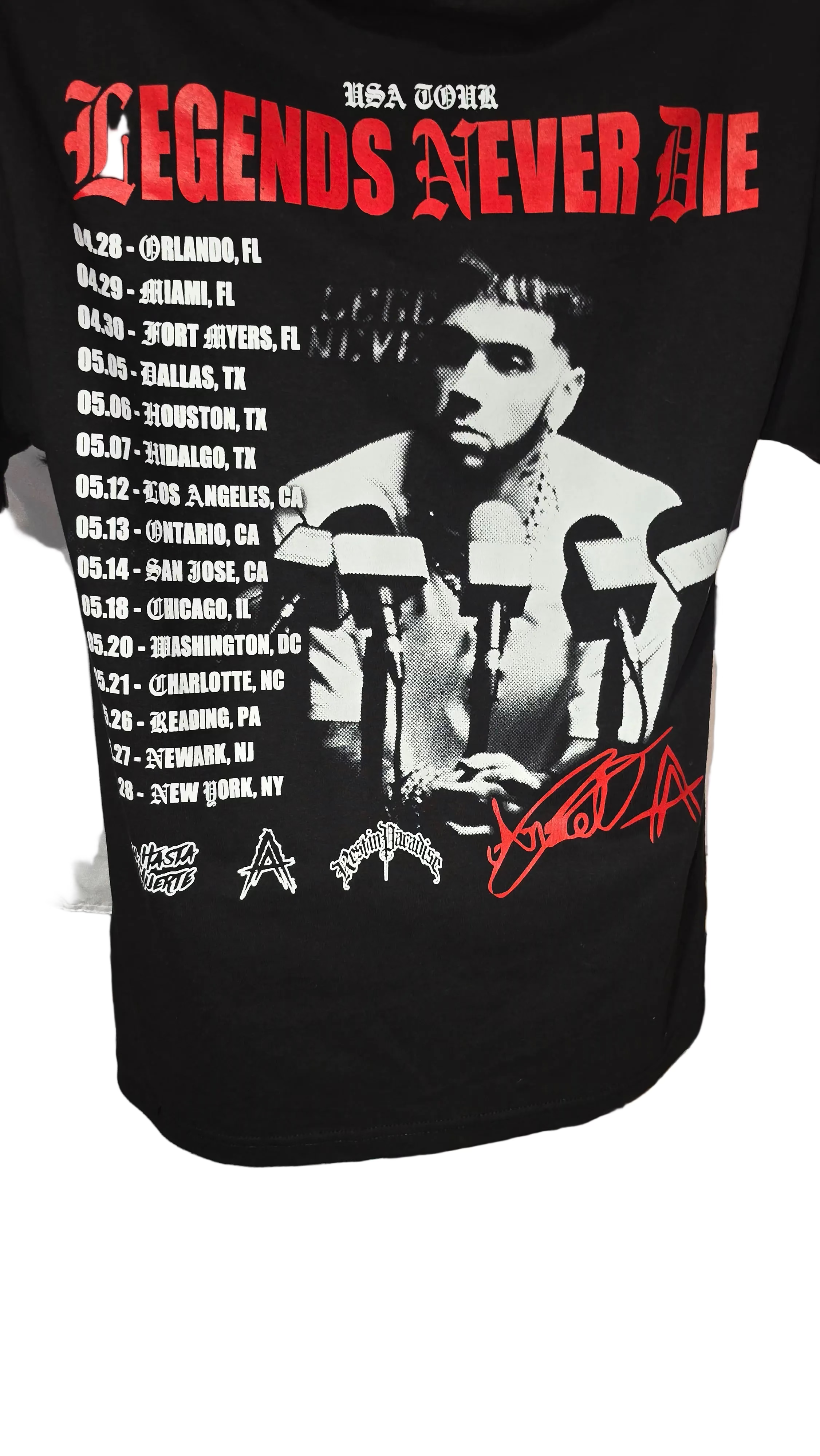 LEGENDS NEVER DIE TOUR T-SHIRT MEN'S SIZE MEDIUM