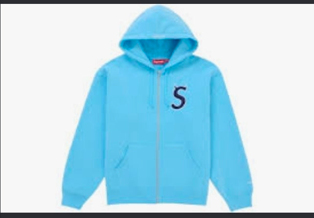 light blue Supreme Devil S Logo zip-up hoodie
