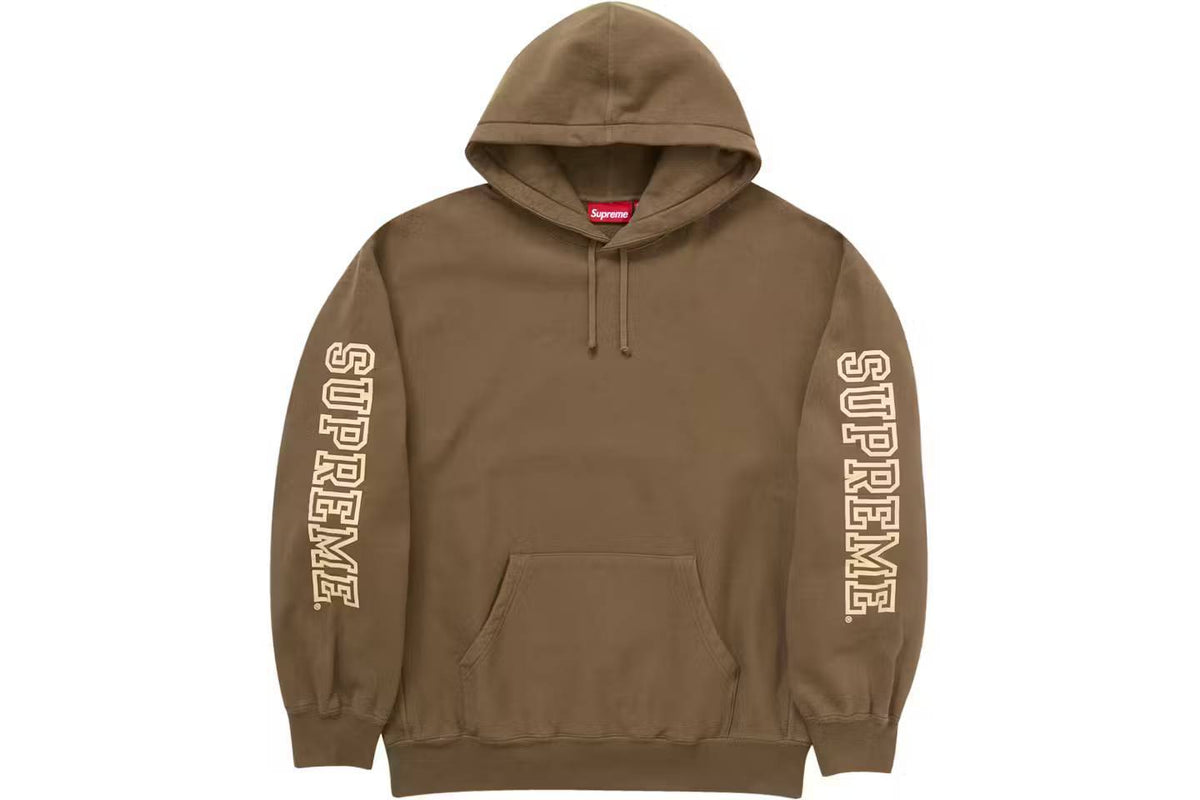 Supreme Collegiate Sleeve Hooded Sweatshirt FW24 Olive Brown S New