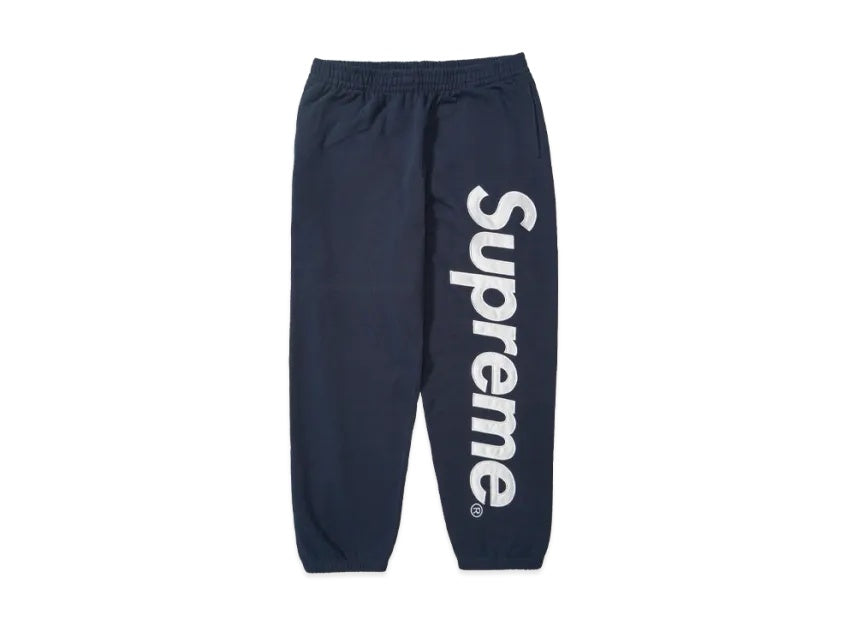 Supreme Satin Applique Sweatpant – Navy, Size XL